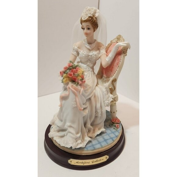 Vtg Montefiori Collection Italy Design Porcelain Sitting Bride w/ Veil Figurine